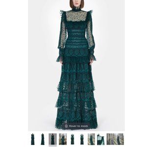 Elegant Teal Lace Midi Dress